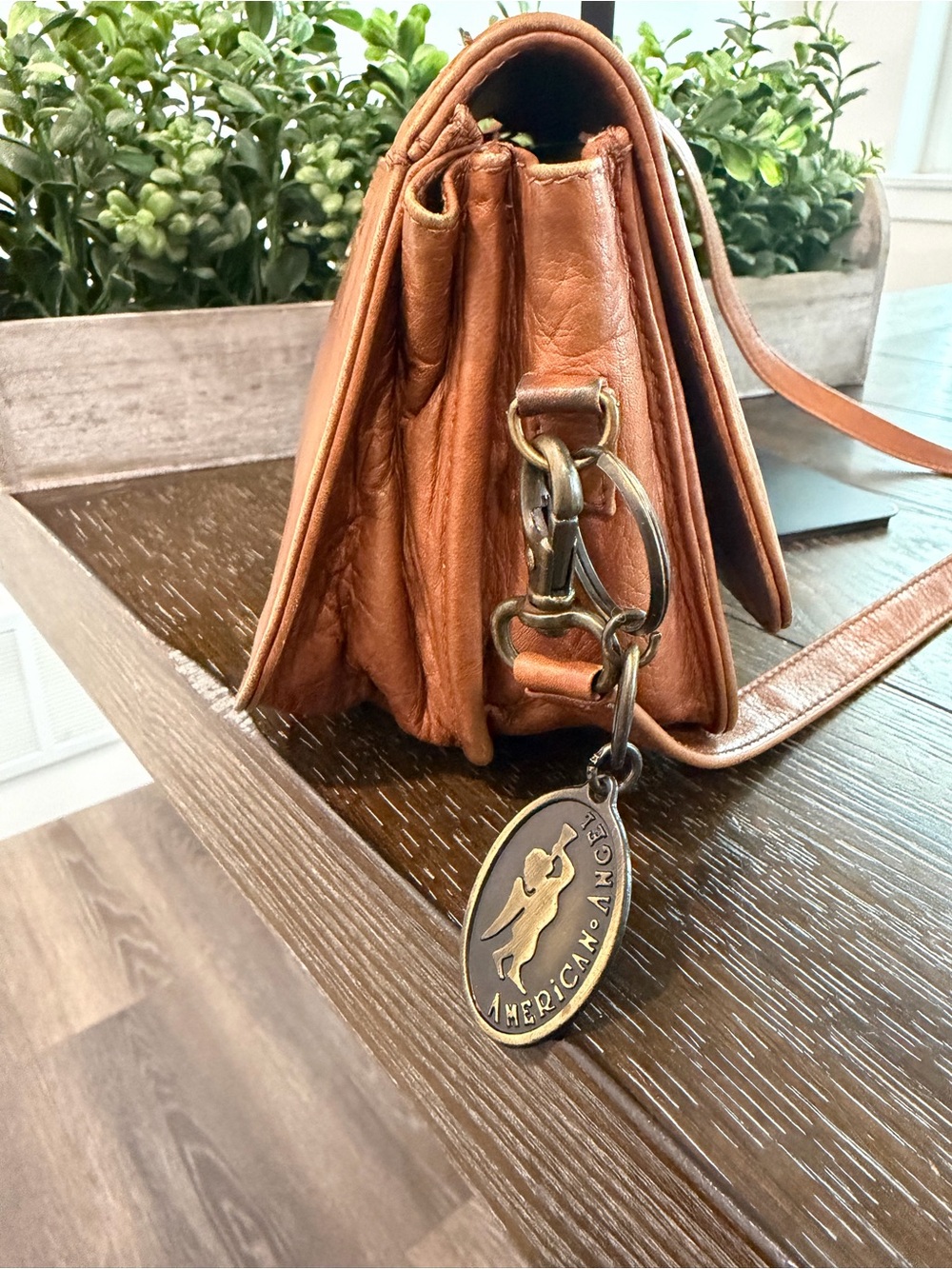 American Angel Camel Leather Shoulder Crossbody Bag - Picture 5 of 9